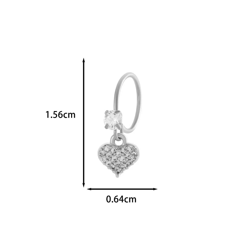 Jewelry Metal Heart Shape Electroplating Pendant Earrings Nose Ring For Women - Image 43
