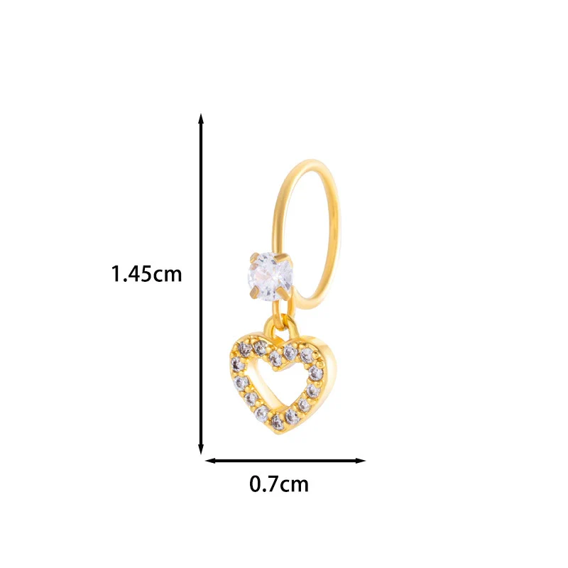 Jewelry Metal Heart Shape Electroplating Pendant Earrings Nose Ring For Women - Image 48