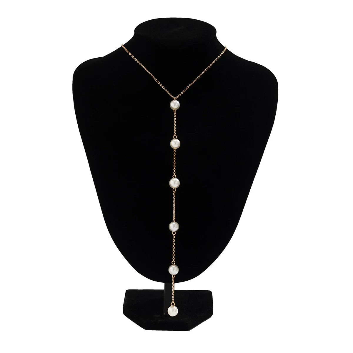 Jewelry Metal Imitation Pearl Tassel Ochain Necklace Geometric Electroplating Women's - Image 5