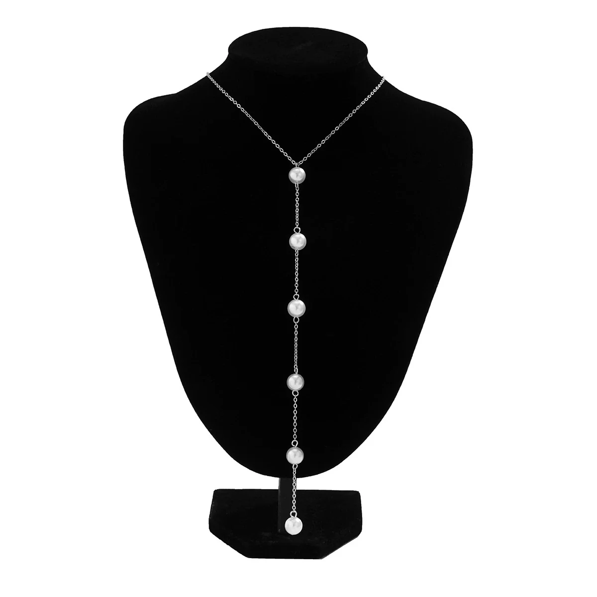 Jewelry Metal Imitation Pearl Tassel Ochain Necklace Geometric Electroplating Women's - Image 7