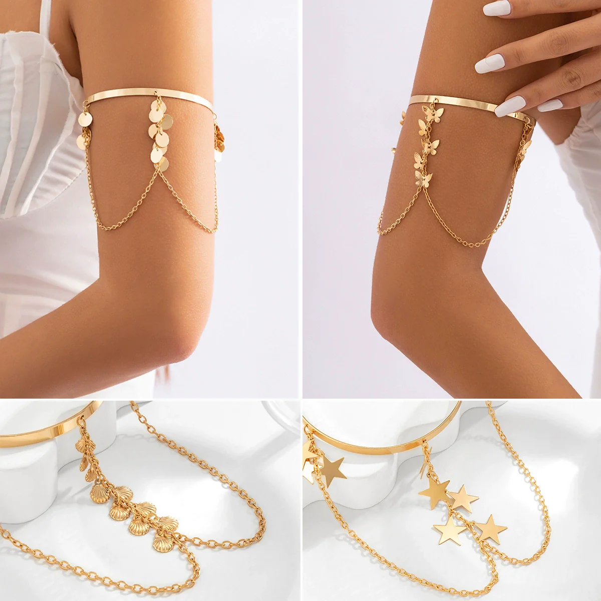 Jewelry Metal Iron Chain Arm Chain Star Pattern Open Bracelet For Women