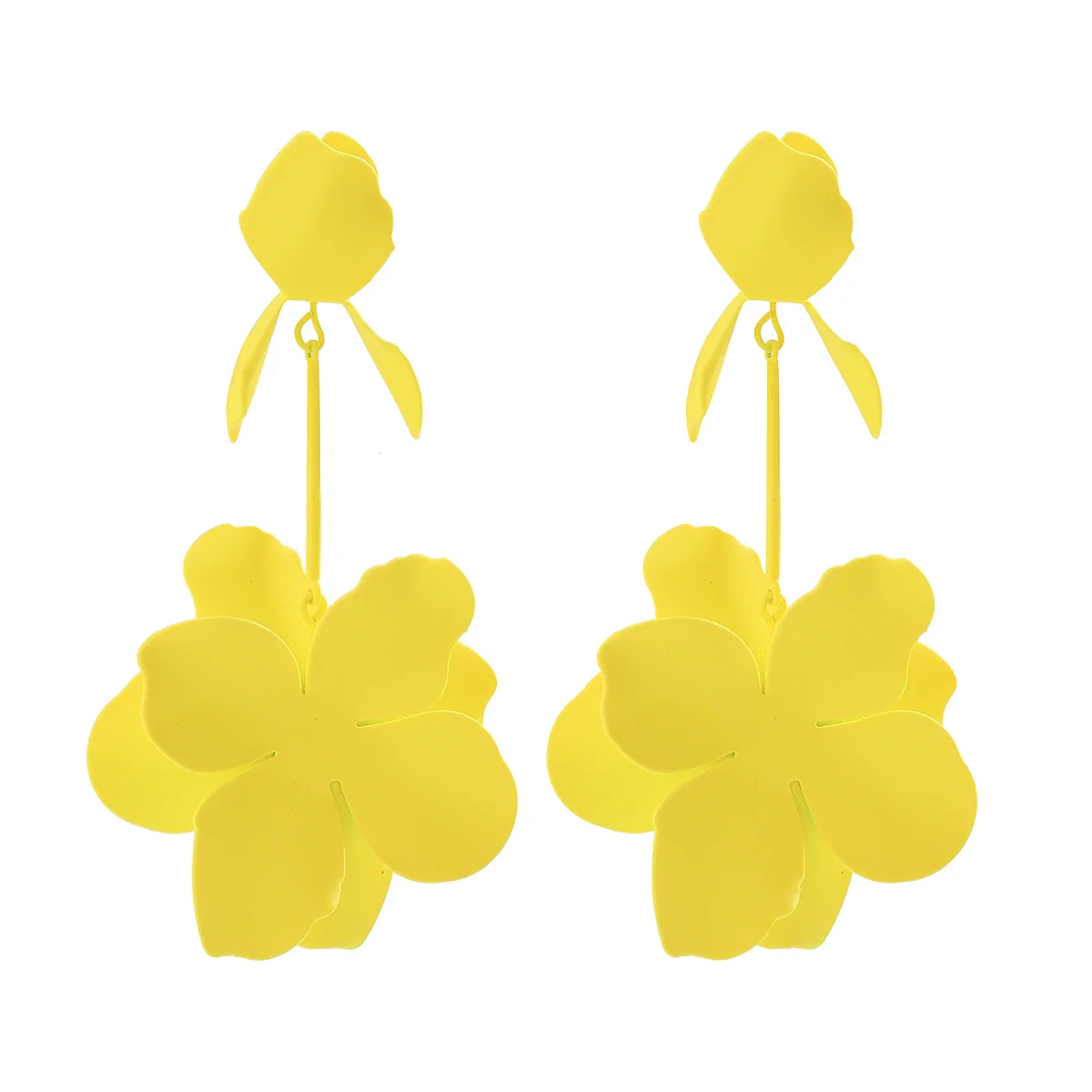 Jewelry Metal Petal Flower Baking Varnish Women's Tassel Earrings - Image 5
