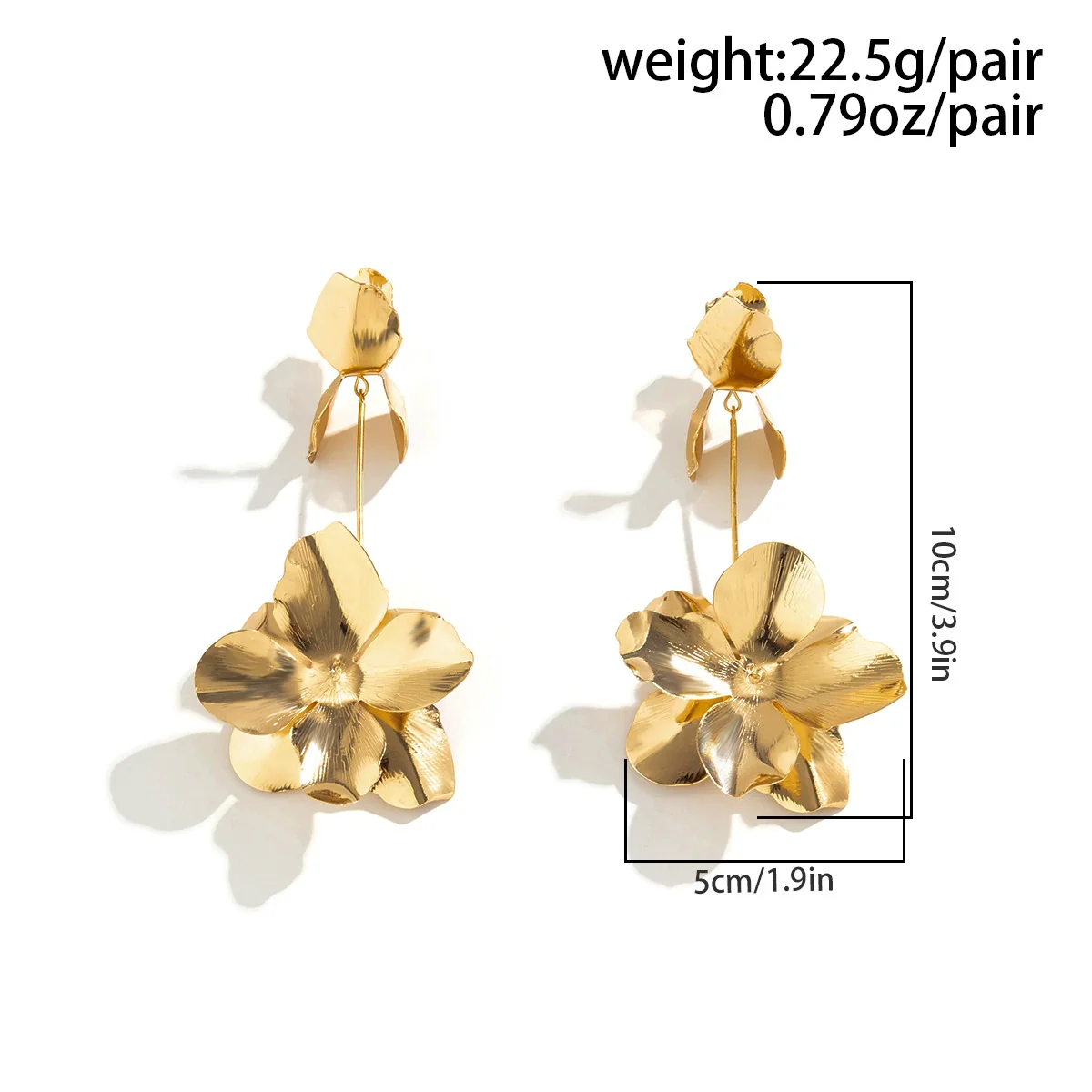 Jewelry Metal Petal Flower Baking Varnish Women's Tassel Earrings - Image 6