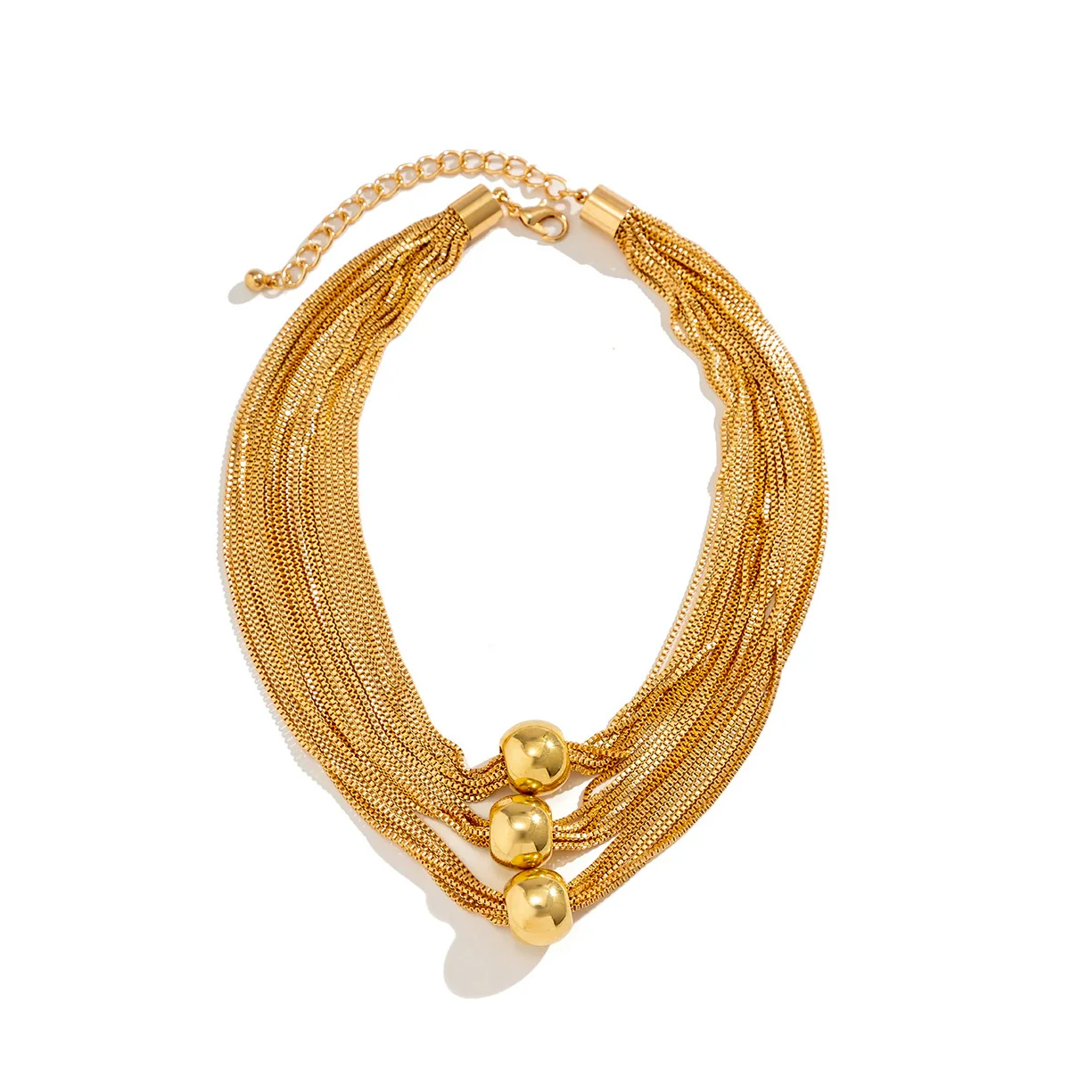 Jewelry Metal Plastic Geometric Ball Pendant Necklace Electroplated Box Chain Women - Image 4