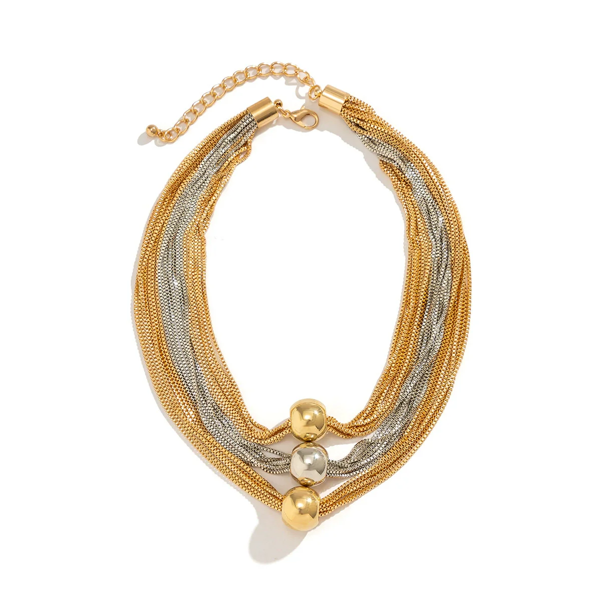 Jewelry Metal Plastic Geometric Ball Pendant Necklace Electroplated Box Chain Women - Image 5