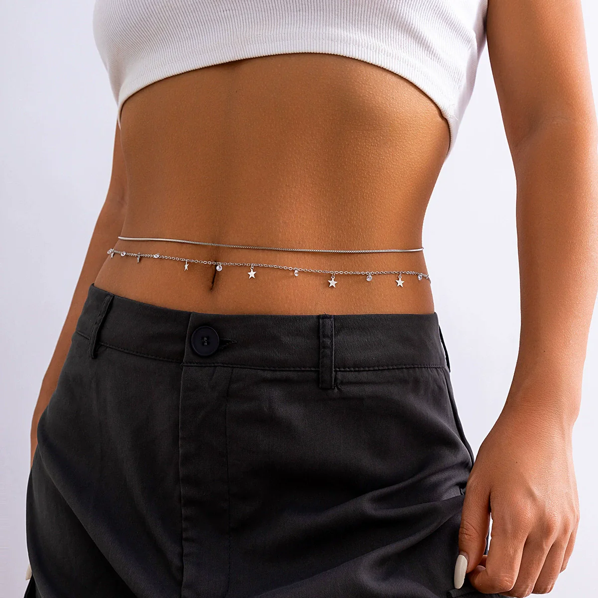 Jewelry Metal Sequin Geometric Pendant Body Chain Waist Chain Set For Women Minimalist Style - Image 10
