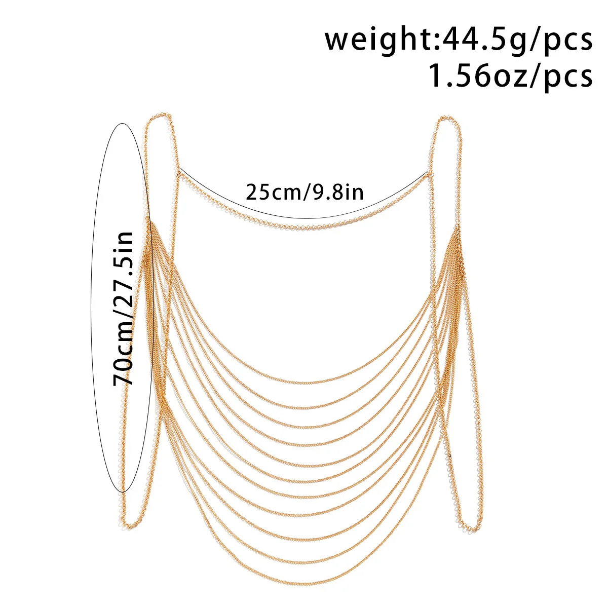 Jewelry Metal Snake Bone Chain Geometric Tassel Body Chain For Women Electroplated - Image 5