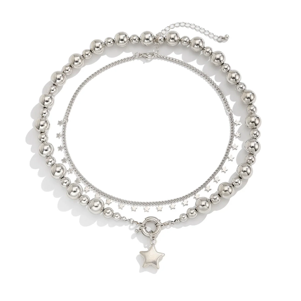 Jewelry Metal Star Shape Pendant Choker Necklace For Women Iron Chain And Alloy Material Ball Chain Style Minimalist Design - Image 5