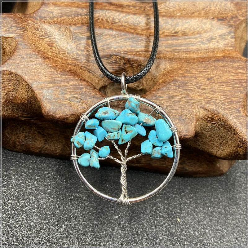 Jewelry Natural Stone Gravel Crystal Gem Silver Wire Tree Of Life Constellation Cartoon Pendant - Image 10