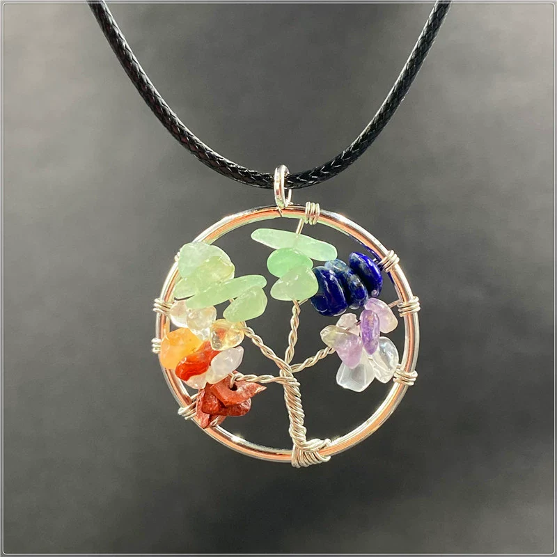 Jewelry Natural Stone Gravel Crystal Gem Silver Wire Tree Of Life Constellation Cartoon Pendant - Image 13