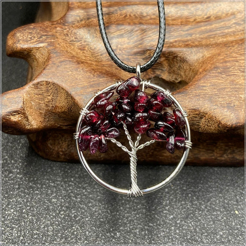 Jewelry Natural Stone Gravel Crystal Gem Silver Wire Tree Of Life Constellation Cartoon Pendant - Image 14
