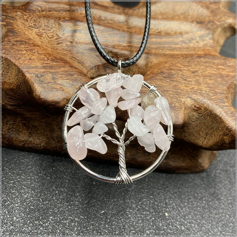 Jewelry Natural Stone Gravel Crystal Gem Silver Wire Tree Of Life Constellation Cartoon Pendant - Image 9