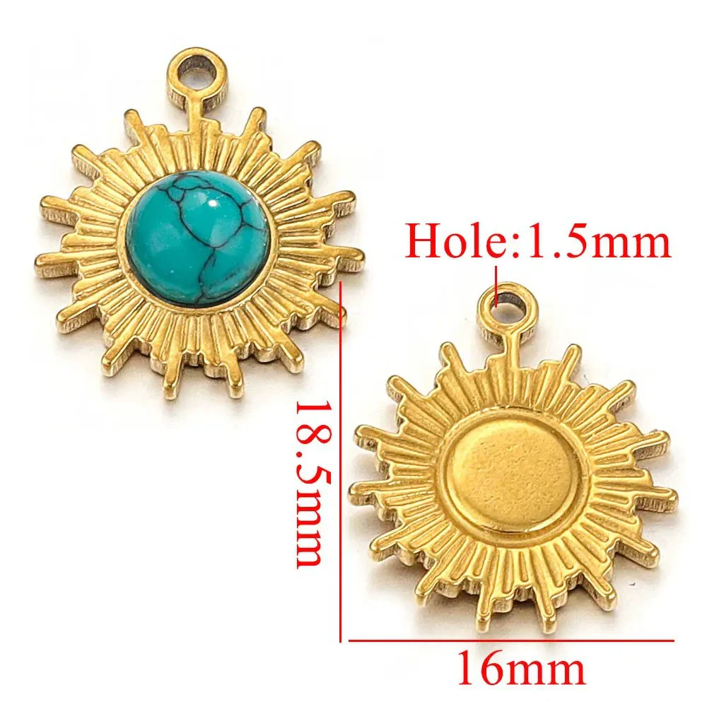 Jewelry Natural Stone Stainless Steel Inlay Totem Pendant And Earrings Bohemian Style - Image 10