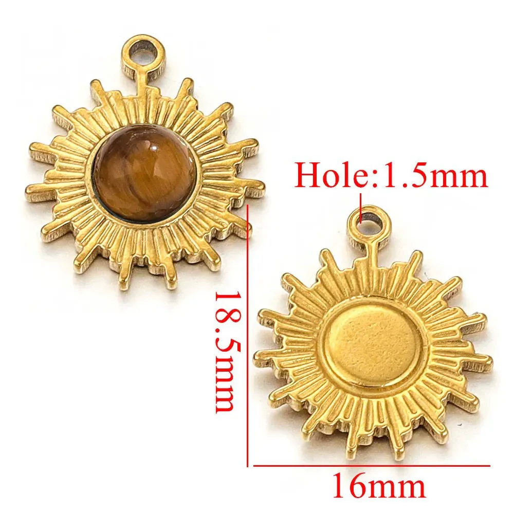 Jewelry Natural Stone Stainless Steel Inlay Totem Pendant And Earrings Bohemian Style - Image 11