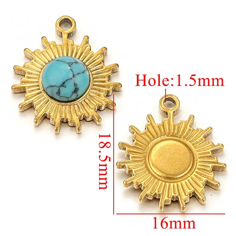 Jewelry Natural Stone Stainless Steel Inlay Totem Pendant And Earrings Bohemian Style - Image 6