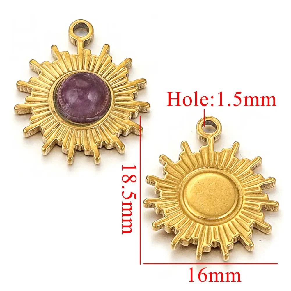 Jewelry Natural Stone Stainless Steel Inlay Totem Pendant And Earrings Bohemian Style - Image 7