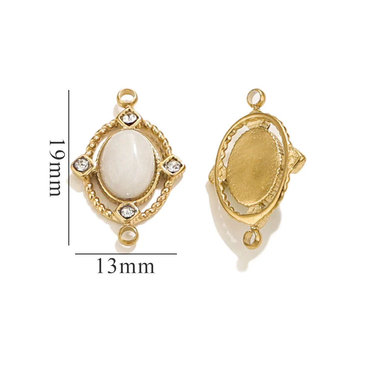 Jewelry Natural Stone Titanium Steel Geometric Double Hole Pendant Electroplated 18K Stainless Steel For Women - Image 7