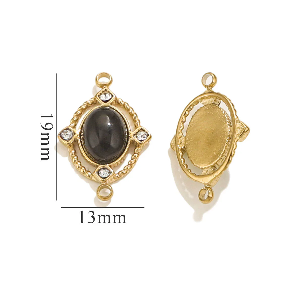Jewelry Natural Stone Titanium Steel Geometric Double Hole Pendant Electroplated 18K Stainless Steel For Women - Image 8