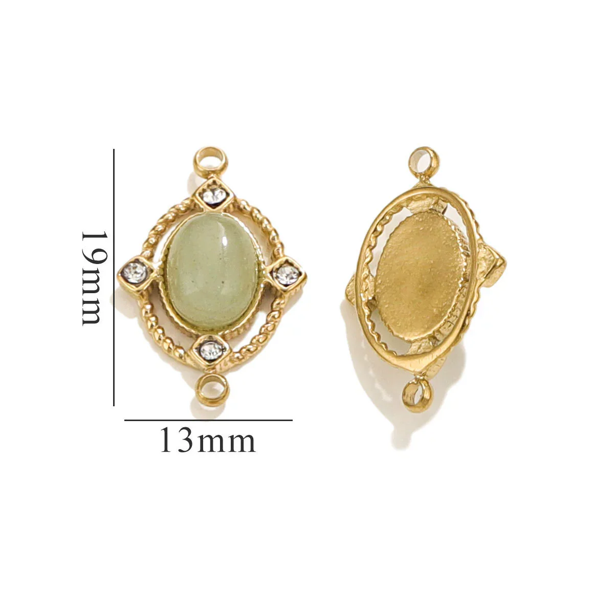 Jewelry Natural Stone Titanium Steel Geometric Double Hole Pendant Electroplated 18K Stainless Steel For Women - Image 9