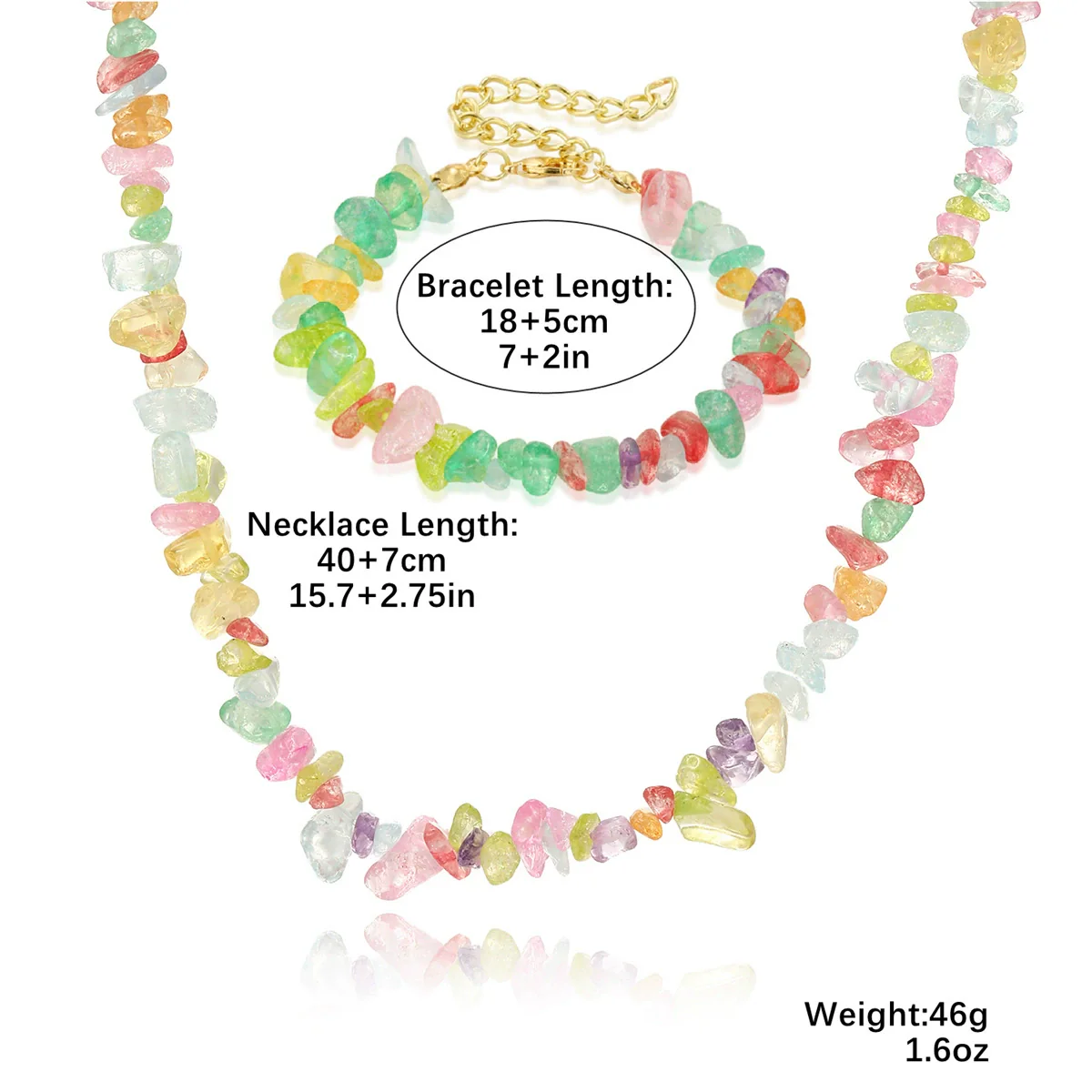 Jewelry Natural Stone Turquoise Alloy Beaded Necklace And Bracelet Handmade Geometric Electroplated For Women - Image 9