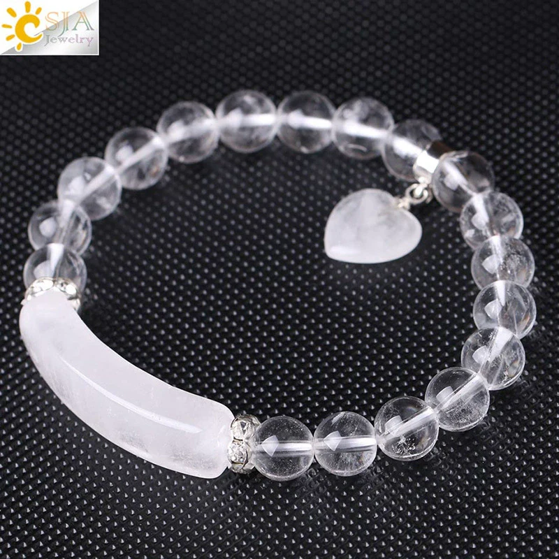 Jewelry Natural White Crystal And Copper Accessories Bracelet With Love Pendant Electroplating Personality Style - Image 2
