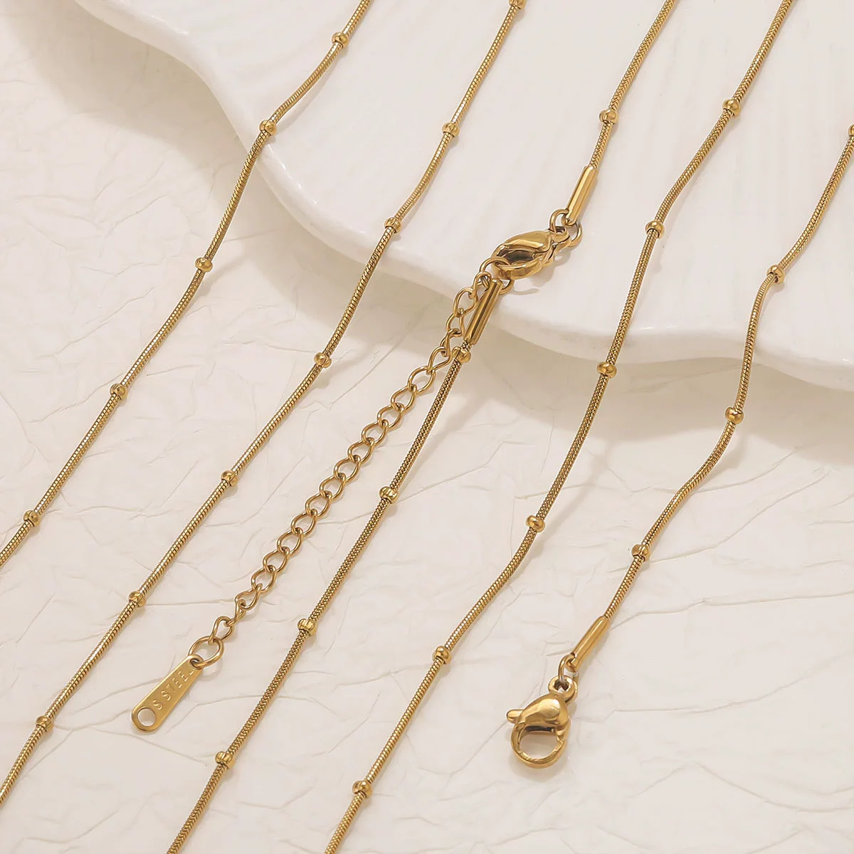 Jewelry Necklace Chain Stainless Steel Round Snake Chain Clip Bead Chain Electroplated