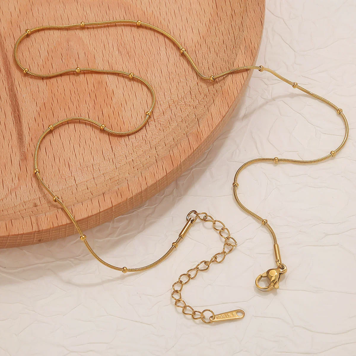 Jewelry Necklace Chain Stainless Steel Round Snake Chain Clip Bead Chain Electroplated - Image 2