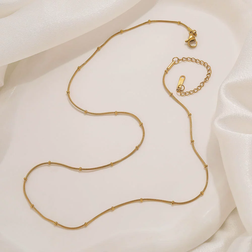 Jewelry Necklace Chain Stainless Steel Round Snake Chain Clip Bead Chain Electroplated - Image 3
