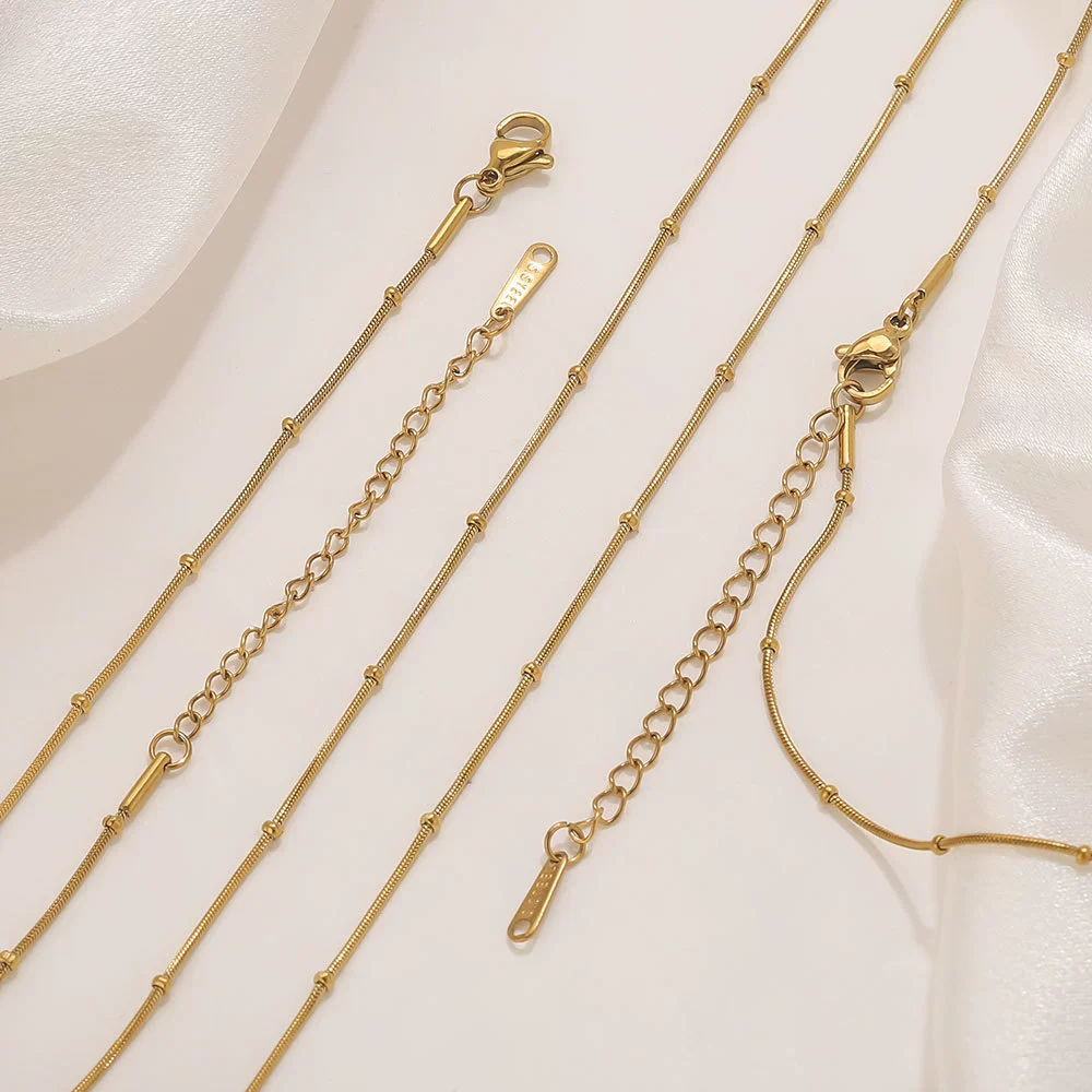 Jewelry Necklace Chain Stainless Steel Round Snake Chain Clip Bead Chain Electroplated - Image 4