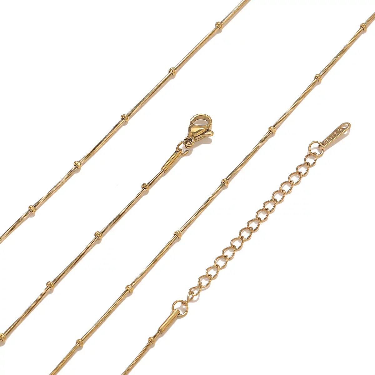 Jewelry Necklace Chain Stainless Steel Round Snake Chain Clip Bead Chain Electroplated - Image 5