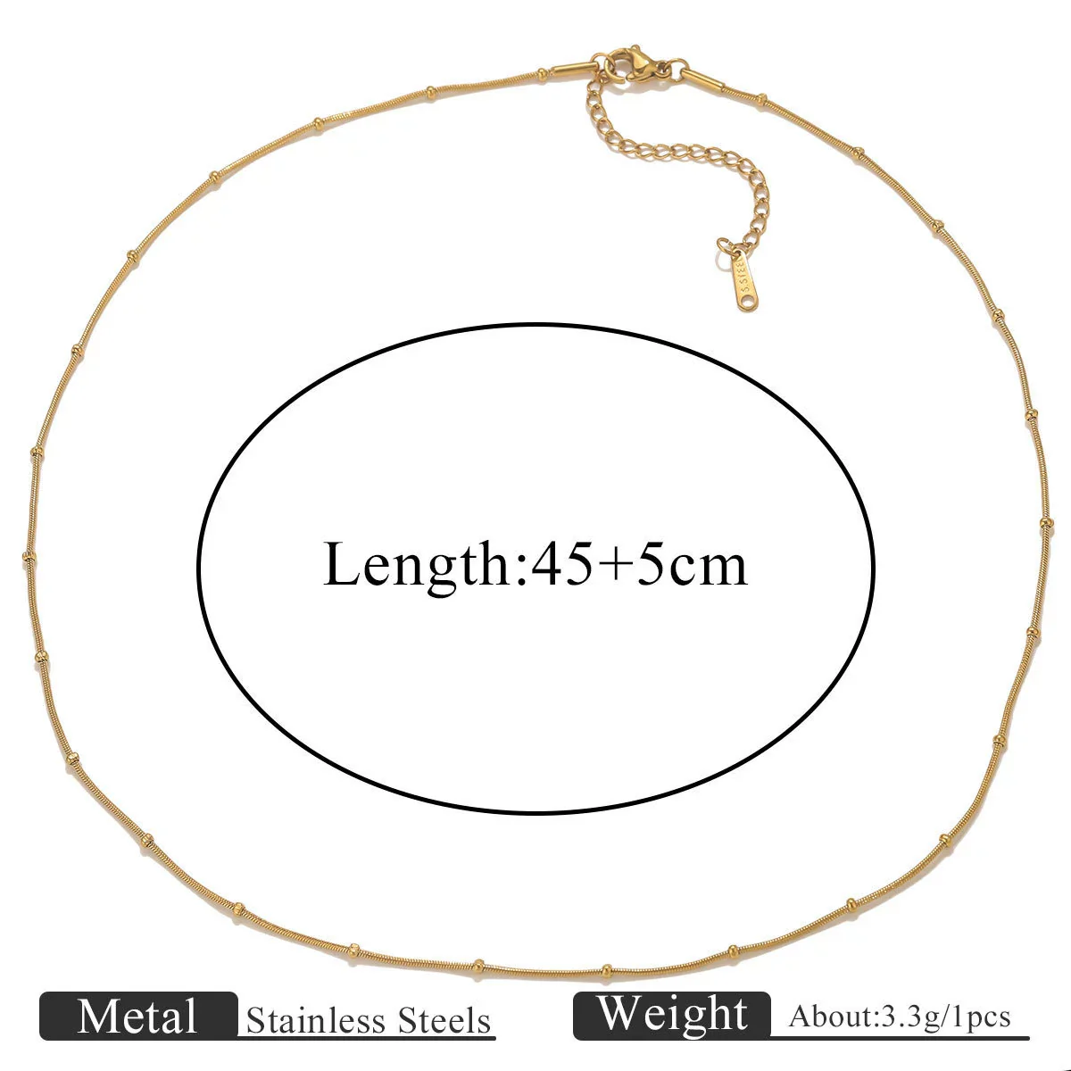 Jewelry Necklace Chain Stainless Steel Round Snake Chain Clip Bead Chain Electroplated - Image 7