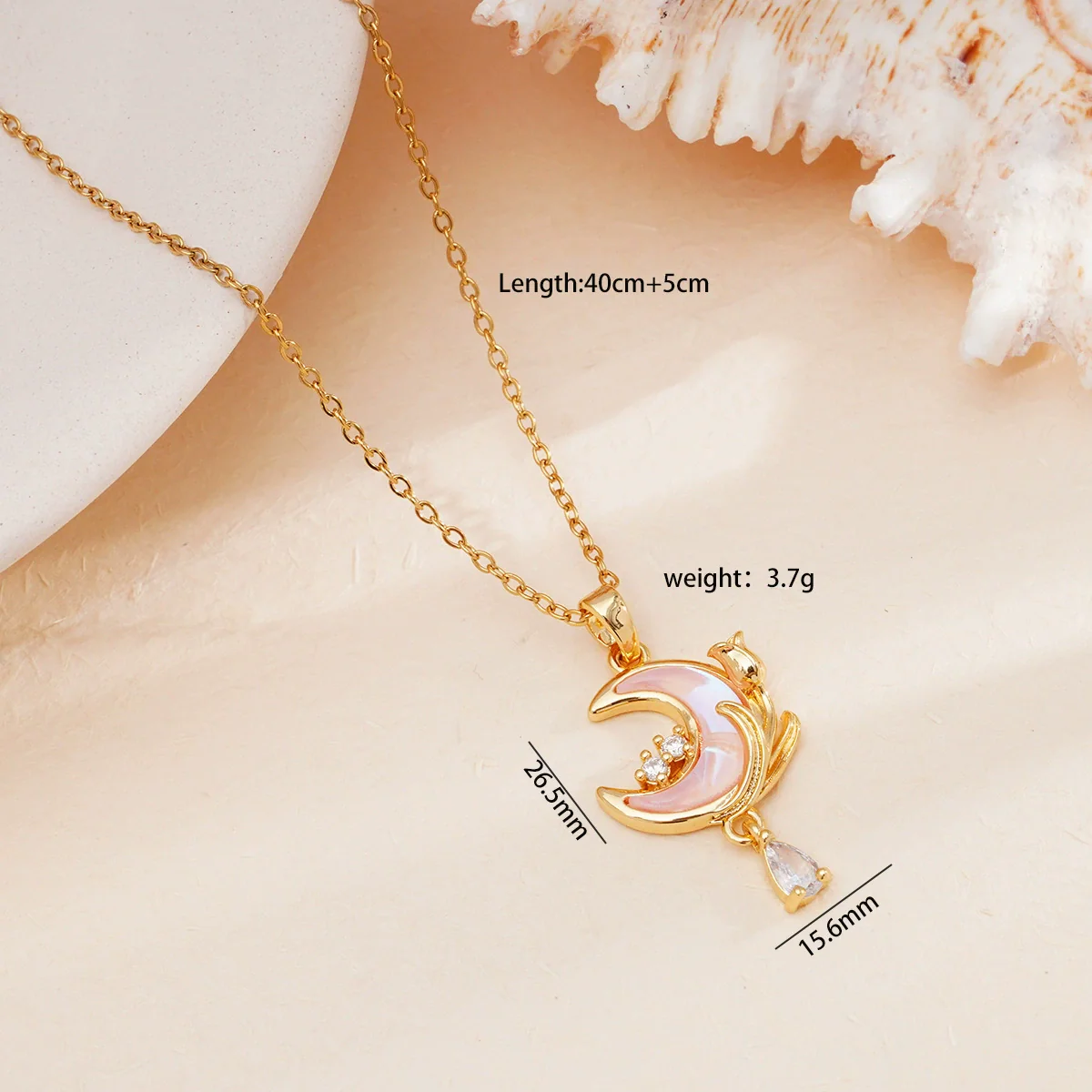 Jewelry Necklace Copper O Chain Mixed Gemstone Inlay Microinlaid Zircon Star Moon Electroplating Women's - Image 10