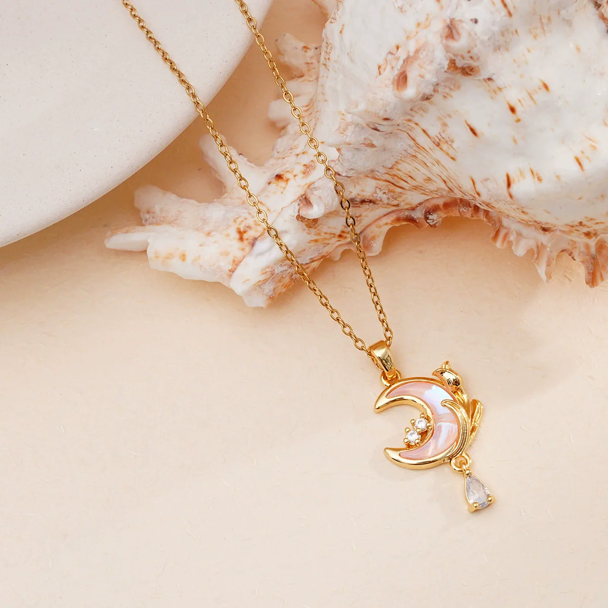 Jewelry Necklace Copper O Chain Mixed Gemstone Inlay Microinlaid Zircon Star Moon Electroplating Women's - Image 4