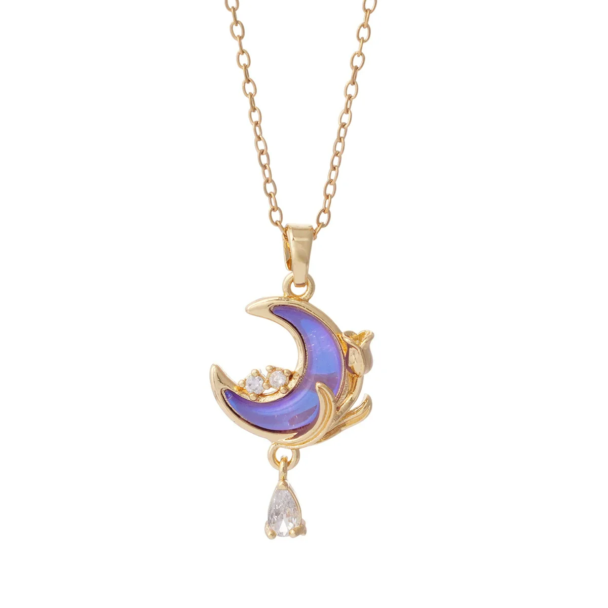 Jewelry Necklace Copper O Chain Mixed Gemstone Inlay Microinlaid Zircon Star Moon Electroplating Women's - Image 5