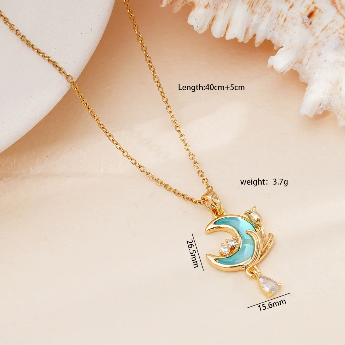 Jewelry Necklace Copper O Chain Mixed Gemstone Inlay Microinlaid Zircon Star Moon Electroplating Women's - Image 8