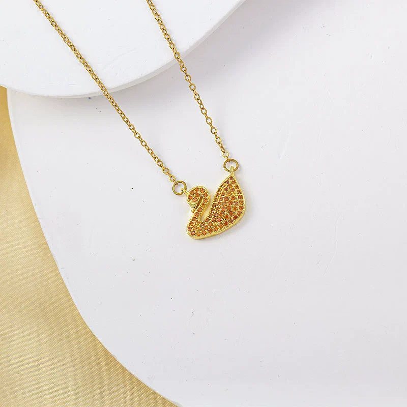 Jewelry Necklace Copper Titanium Steel Animal Zodiac Gemstone Pendant Electroplated For Women - Image 8