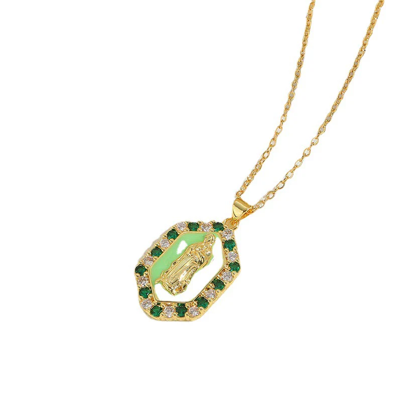 Jewelry Necklace Copper Zircon Dripping Oil Geometric Simple Style Pendant - Image 5