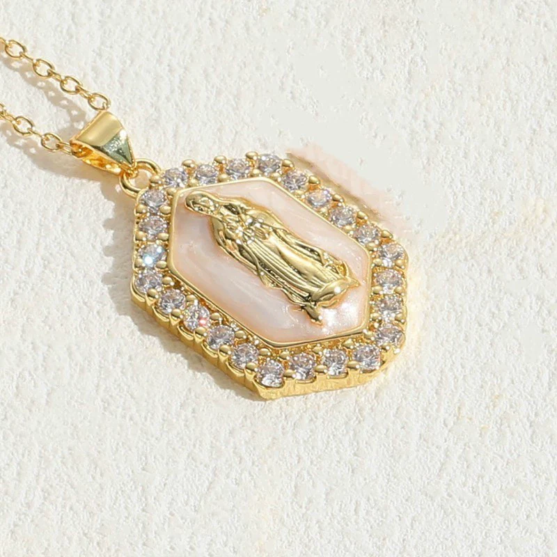 Jewelry Necklace Copper Zircon Dripping Oil Geometric Simple Style Pendant - Image 6