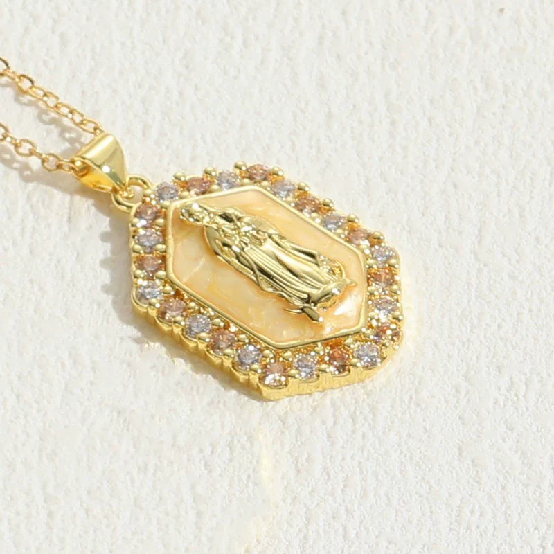 Jewelry Necklace Copper Zircon Dripping Oil Geometric Simple Style Pendant - Image 8