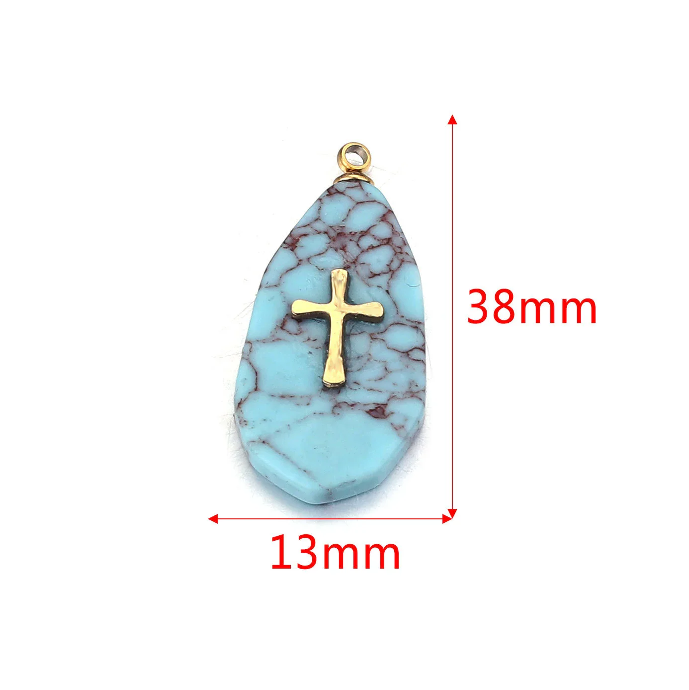 Jewelry Necklace Pendant Natural Stone Pink Crystal Turquoise Stainless Steel Titanium Steel Square Electroplated - Image 16