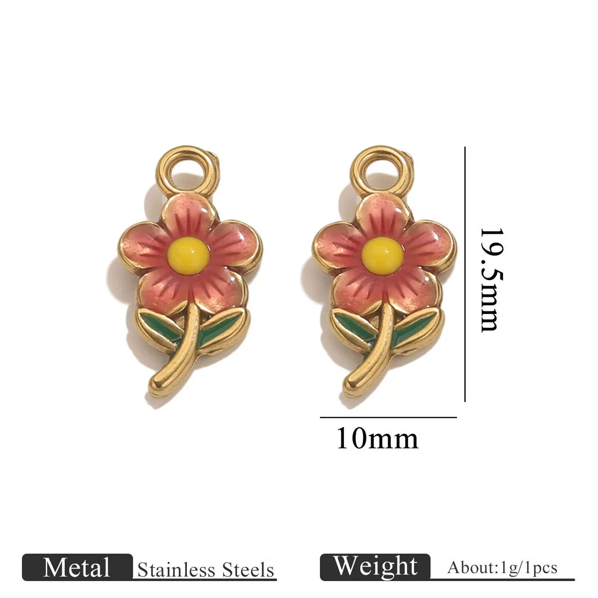 Jewelry Necklace Pendant Stainless Steel French Retro Flower Asymmetrical Petal Electroplated - Image 12