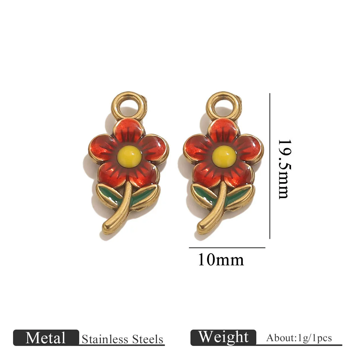Jewelry Necklace Pendant Stainless Steel French Retro Flower Asymmetrical Petal Electroplated - Image 13