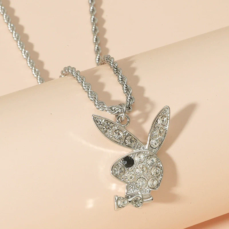 Jewelry Necklace Stainless Steel Alloy Rabbit Geometric Hip Hop Punk Style Twist Chain - Image 2