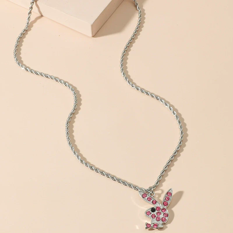 Jewelry Necklace Stainless Steel Alloy Rabbit Geometric Hip Hop Punk Style Twist Chain - Image 3