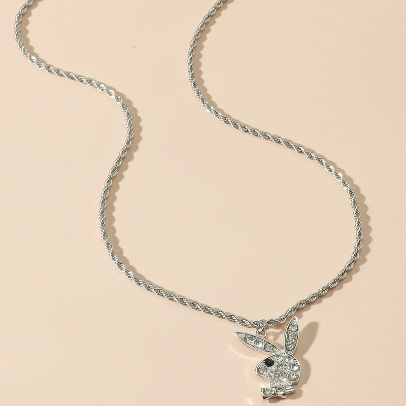 Jewelry Necklace Stainless Steel Alloy Rabbit Geometric Hip Hop Punk Style Twist Chain - Image 4