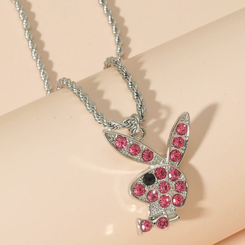 Jewelry Necklace Stainless Steel Alloy Rabbit Geometric Hip Hop Punk Style Twist Chain - Image 6