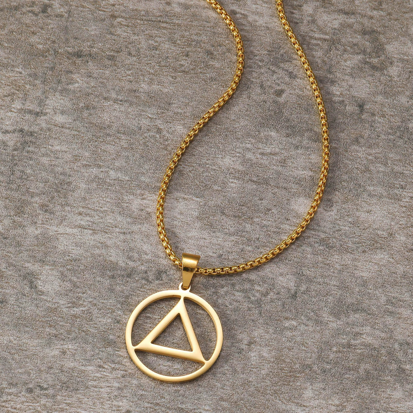 Jewelry Necklace Stainless Steel Square Pearl Chain Pendant With Antiwar Peace Sign Electroplated Unisex - Image 9