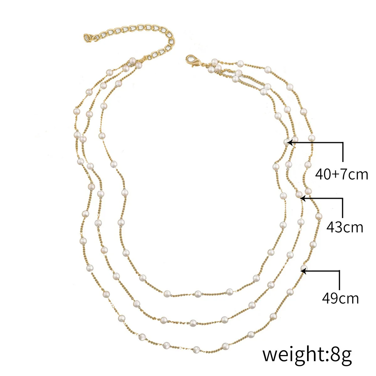 Jewelry Necklace Women Handmade Imitation Pearls Beads Box Chain Geometric - Image 11