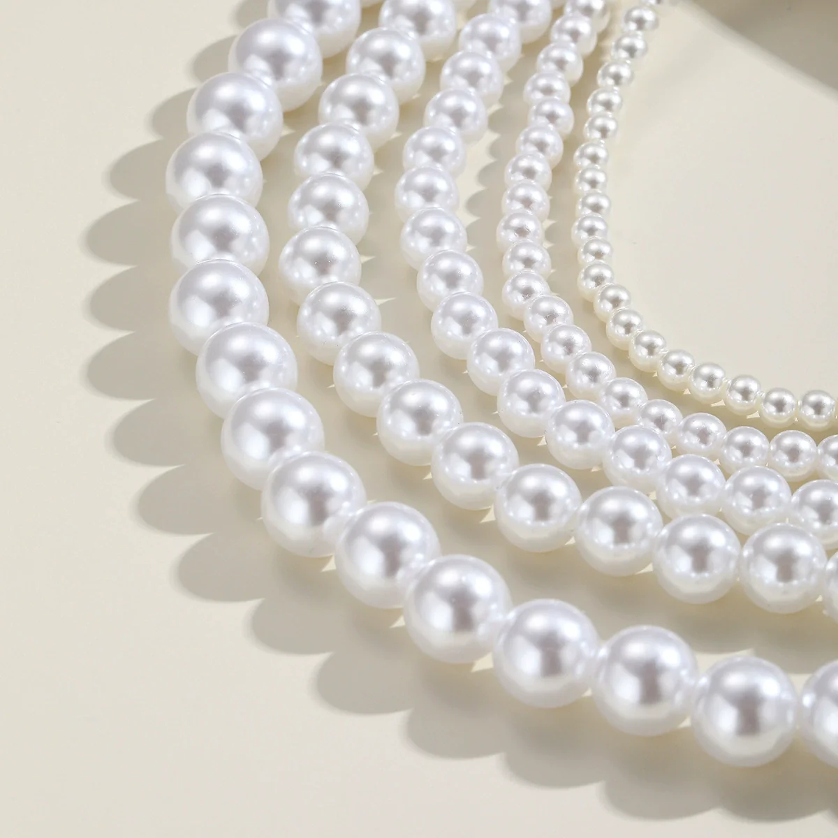 Jewelry Necklace Women Handmade Imitation Pearls Beads Box Chain Geometric - Image 2