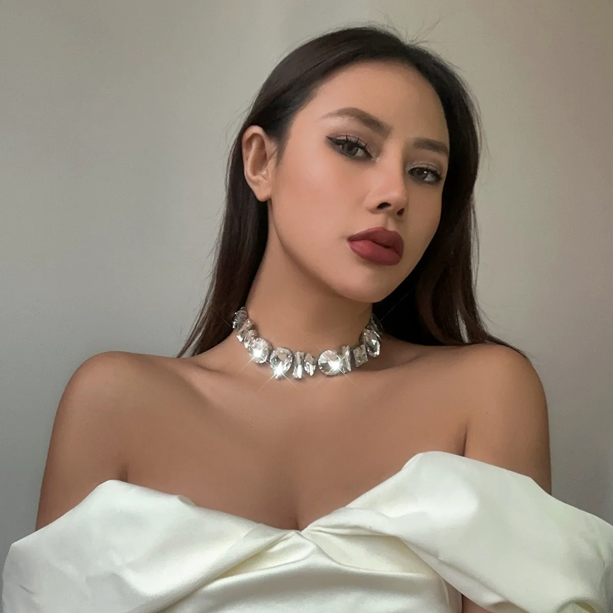 Jewelry Niche Design Rhinestone Claw Chain Collar Necklace With Geometric Style - Image 2